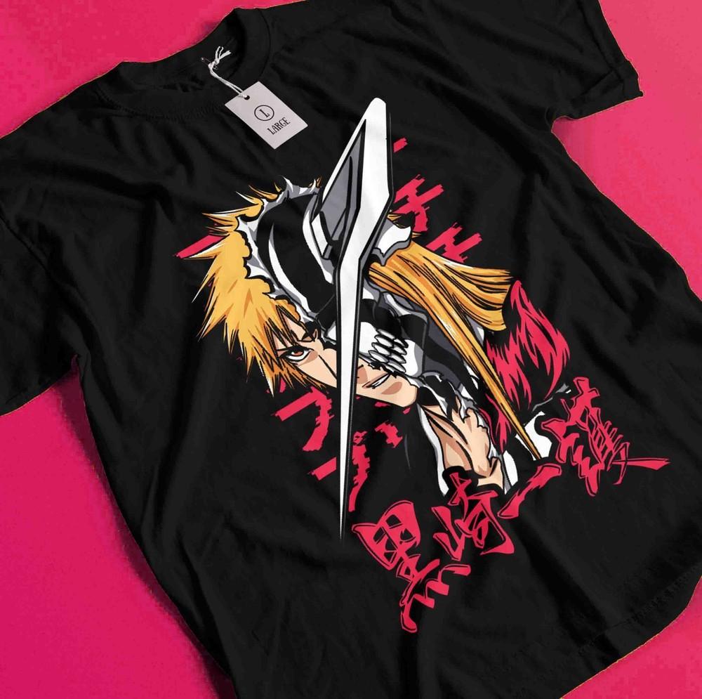 

Bleach Anime Tshirt Ichigo Bankai T-Shirt Aizen Yhwach Tee Zaraki Kenpachi Shirt BB492 L