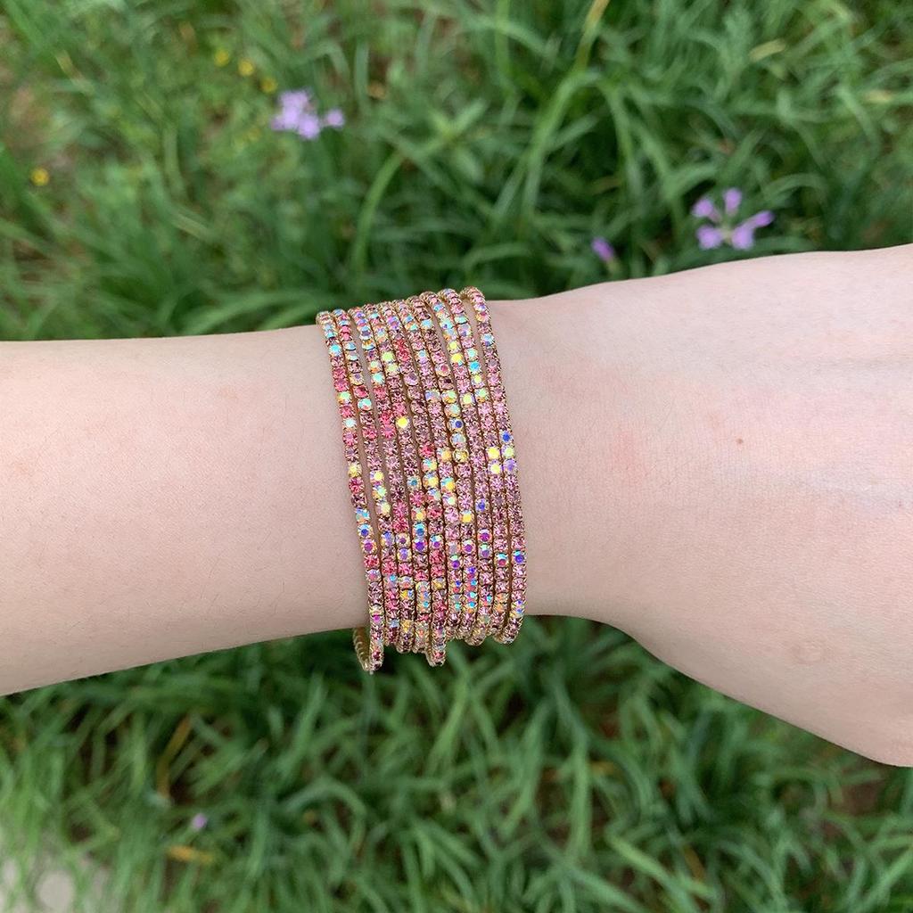 High-End Rhinestone Elastic Bracelet for Women - European & American Design, Elegant Sparkling Jewelry