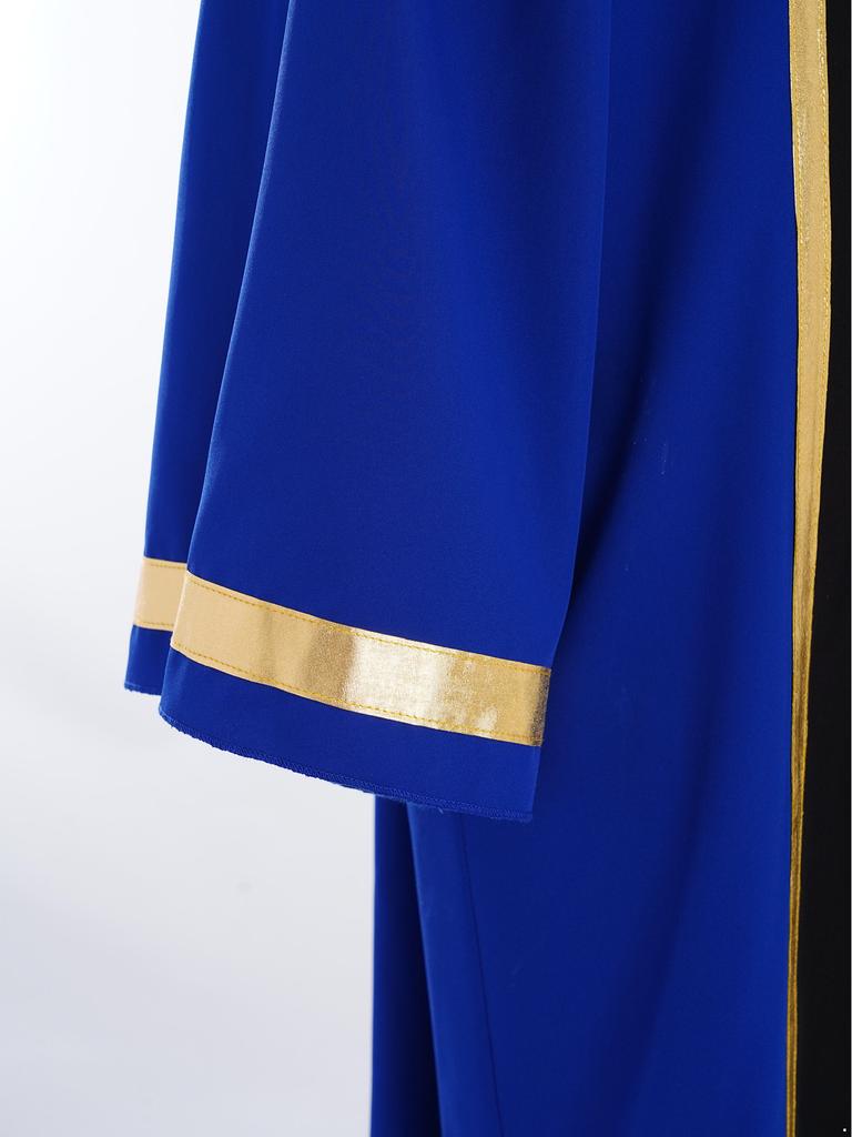 Halloween Cosplay Choir Gown for Kids Turn Down Collar Long Sleeve Front Zipper Metallic Color Block Trim Party Robe