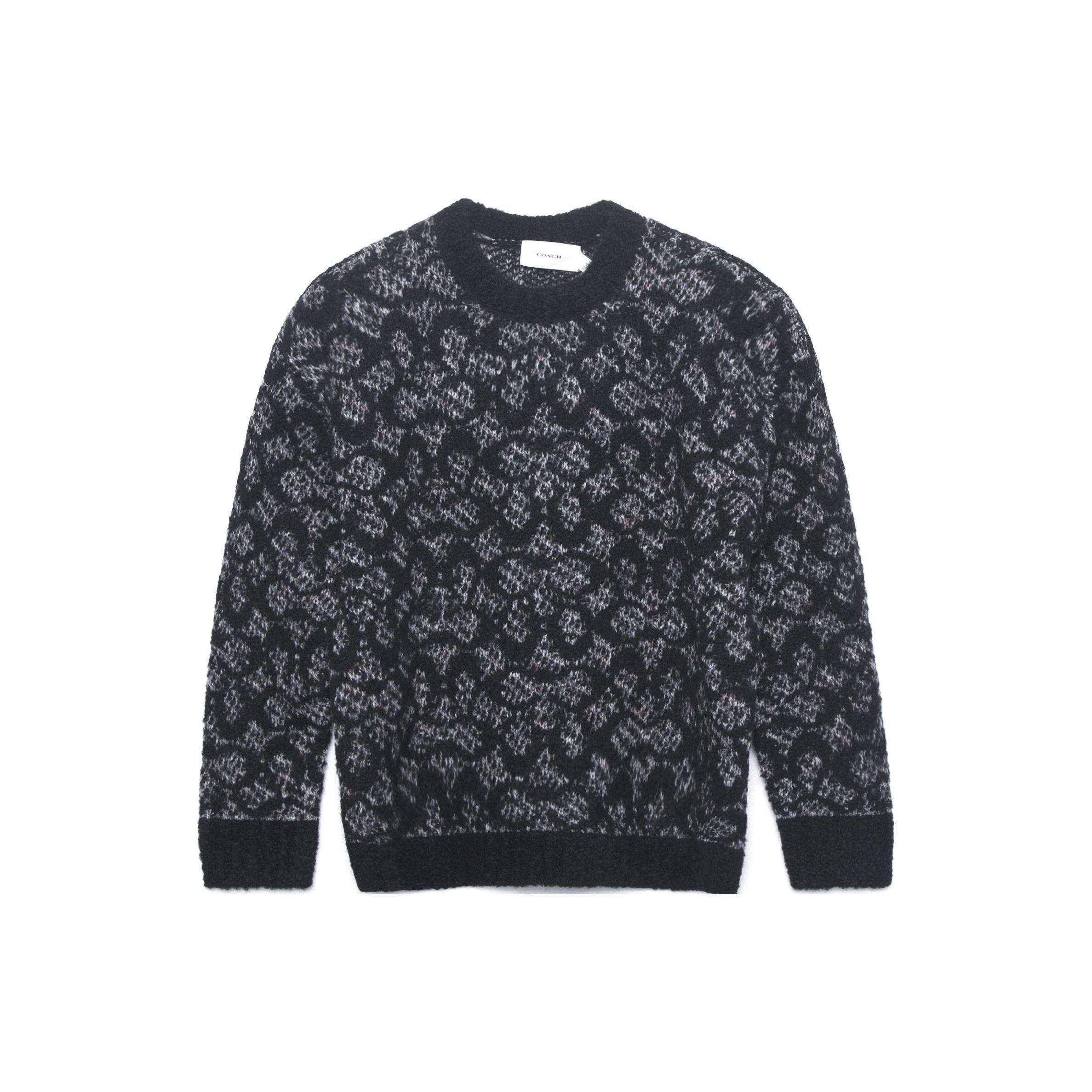 Coach FW22 Pattern Printed Loose Casual Crew Neck Long Sleeve Sweatshirt Women sweatshirt Black CF886-BK-BR S