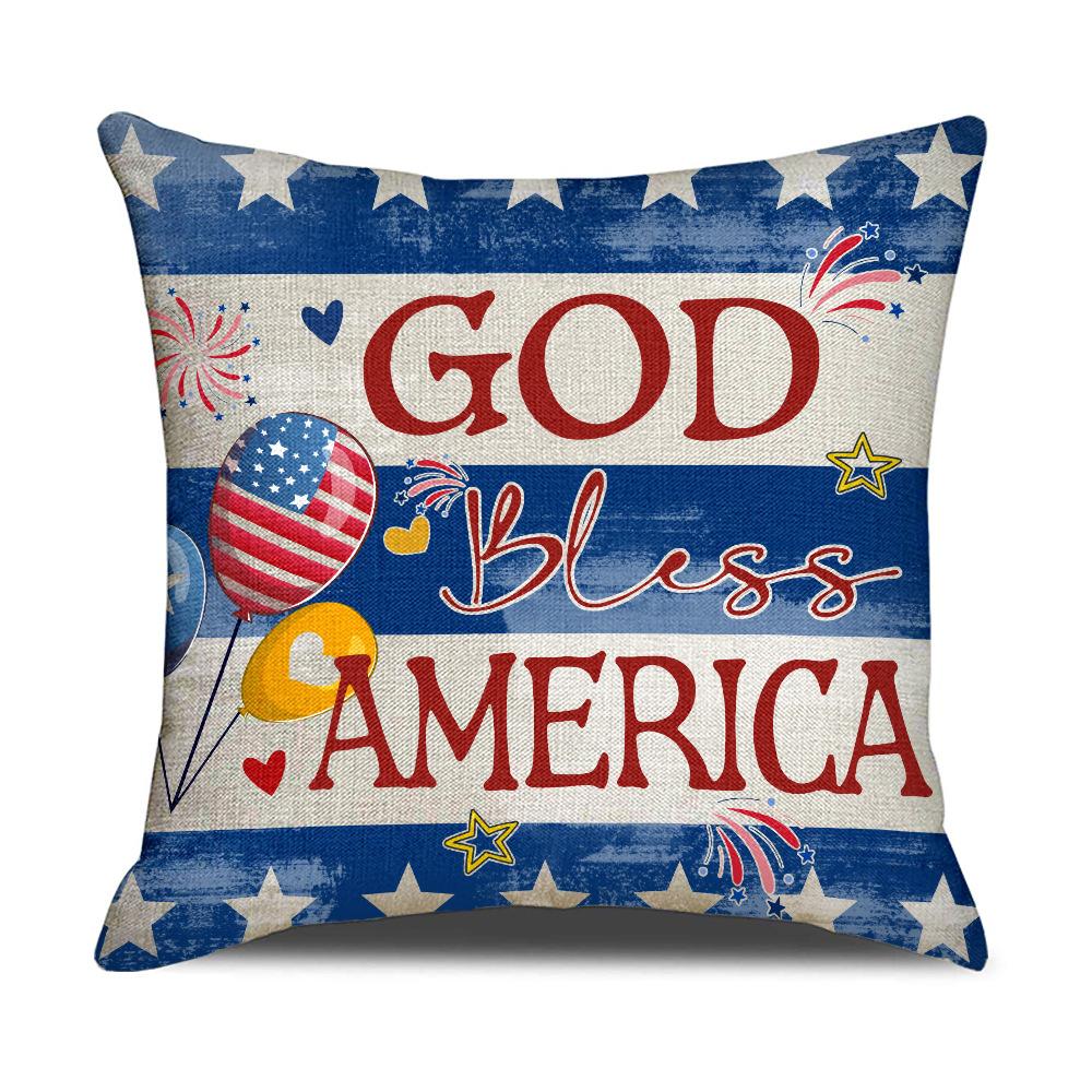 American Retro Pillowcase Five-pointed Star Printed Linen Pillowcase Sofa Decorative Cushion Cover Festive Pillowcase