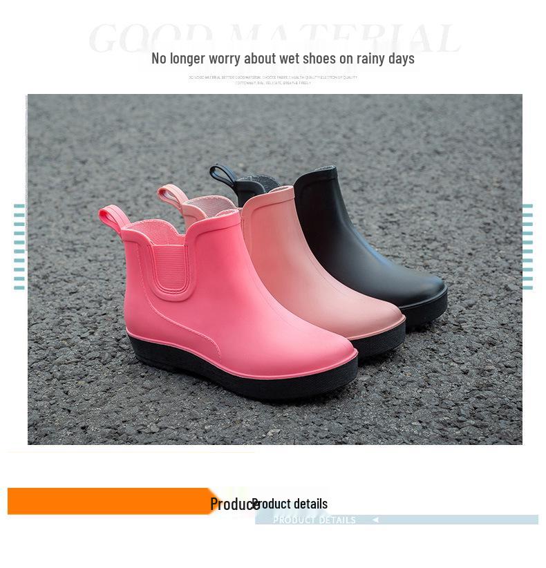 Korean Style Women's Low-Cut Non-Slip Rubber Rain Boots - Fashionable, Short, and Warm