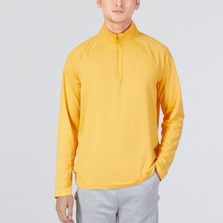 Under Armour Solid Color Half-Zip Sports Casual High Collar Dopamine T-Shirt Men Tops Yellow 1373729-782