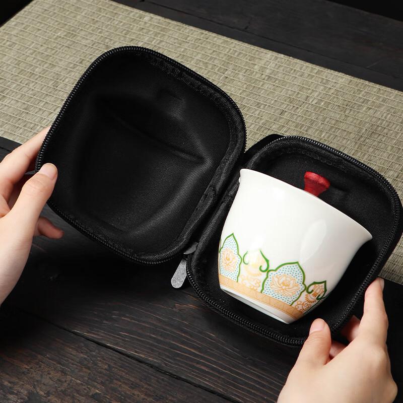 Shangqi Portable Ceramic Travel Tea Set - One Pot, Three Cups