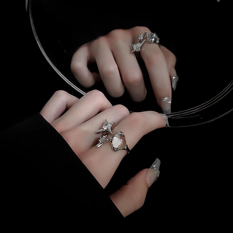 Inele de cuplu romantice cu zirconi pentru femei, moda gotică, cu deschidere reglabilă, inel pentru deget, bijuterii de petrecere, cadouri
