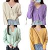 Stylish V-neck Long-sleeved Crop Top Soft And Comfortable Womens Cardigan For Autumn