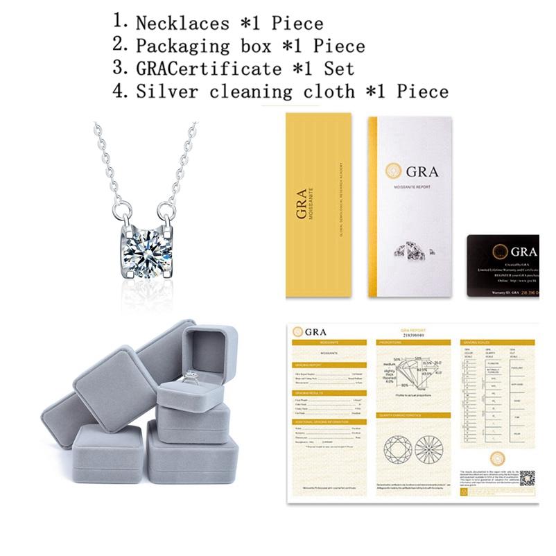 Real 1 .0ct D Color Moissanite Necklace Simple 925 Sterling Silver Pendant Necklaces For Women Bride Sparkling Wedding Jewelry