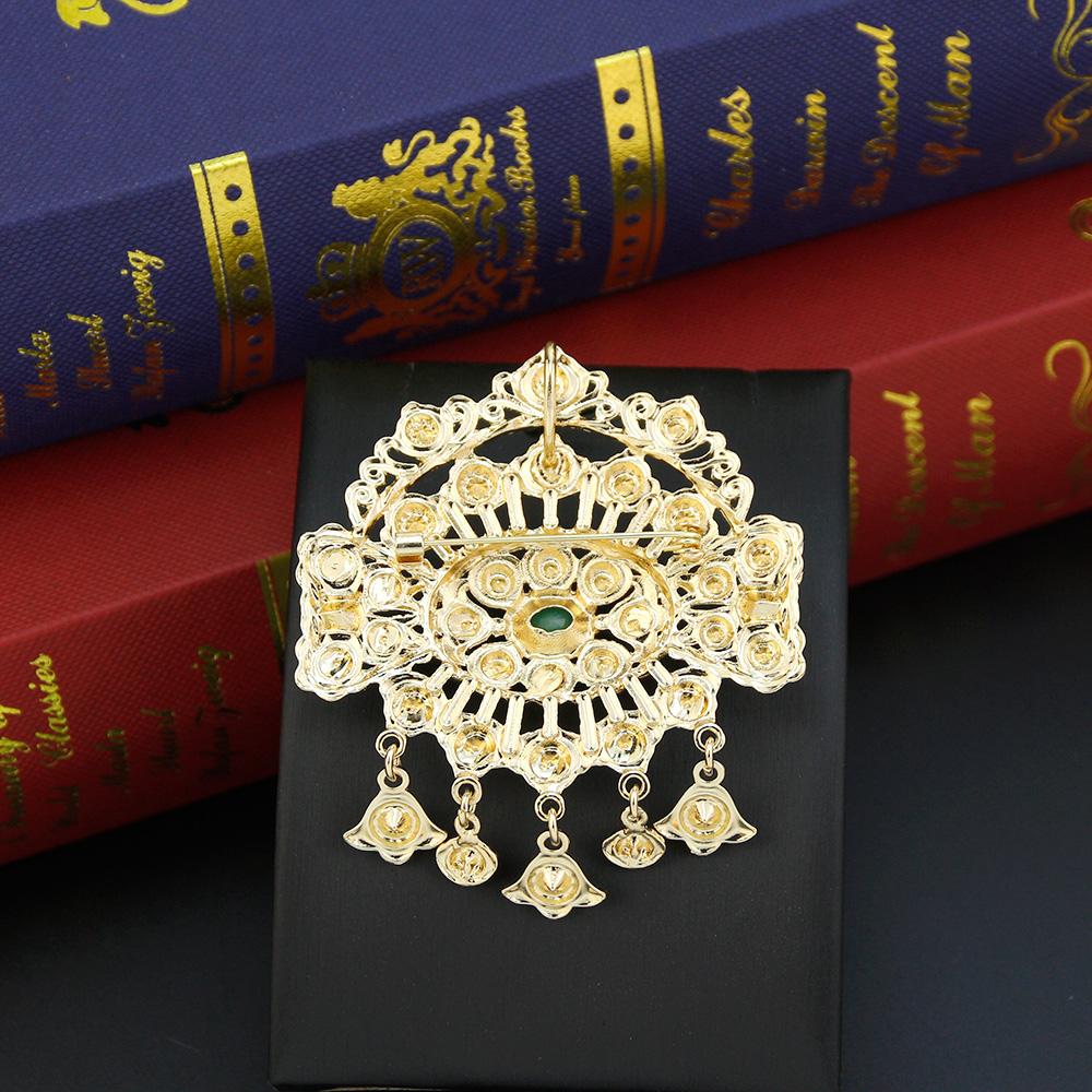 Metal Fringe Crystal Women's Brooch Jewelry Gold Color Flower Brooch Bride Bijoux Accessories
