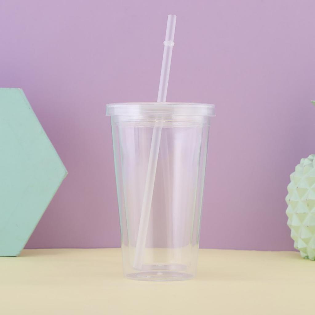 1ks Průhledný a minimalistický pohár na vodu se slámkou, opakovaně použitelný, používaný pro DIY smoothie poháry na kávu, mléko a nápoje