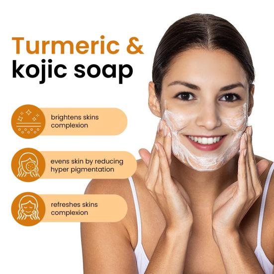 Kurkumové mýdlo na tmavé skvrny a akné na obličej a tělo, kurkumový exfoliační čisticí prostředek 100 g, kurkumové mýdlo pro všechny typy pleti