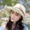 Korean Style Women's Foldable Wide Brim Crochet Sun Hat - Handmade, Straw, UV Protection for Beach and Vacation.