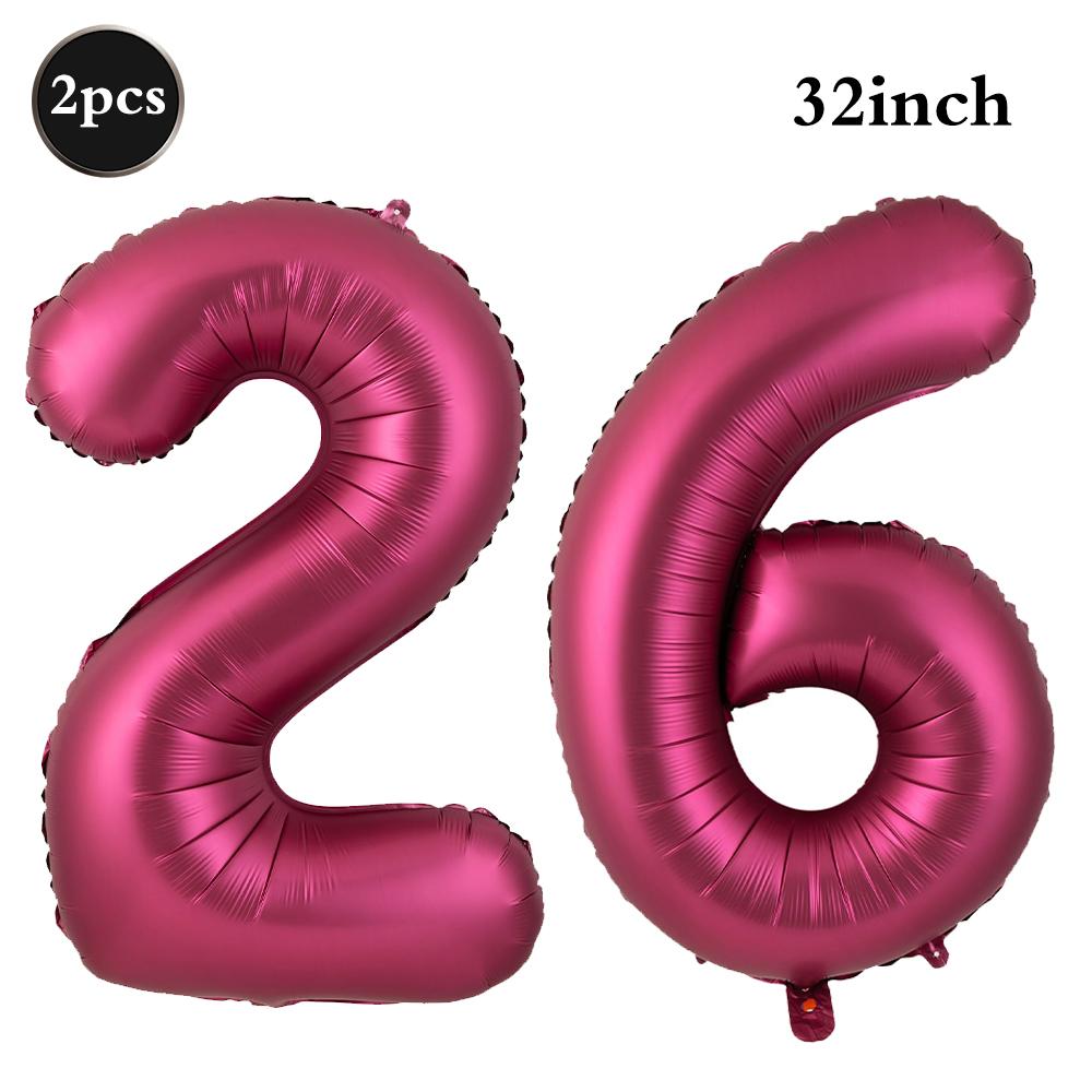 Giant 32 Inch Number Balloon Set Metallic Rose Red Foil Helium Balloon Kit DIY Happy Birthday Party Decor Kids Adult Anniversary