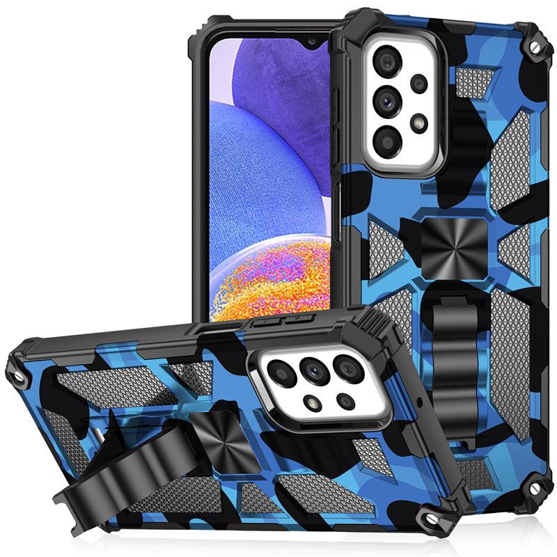 Suitable for Samsung A53 Camouflage Bayi Series Mobile Phone Cases S22 Ultra Magnetic Snap Bracket Anti Fall Protection Case