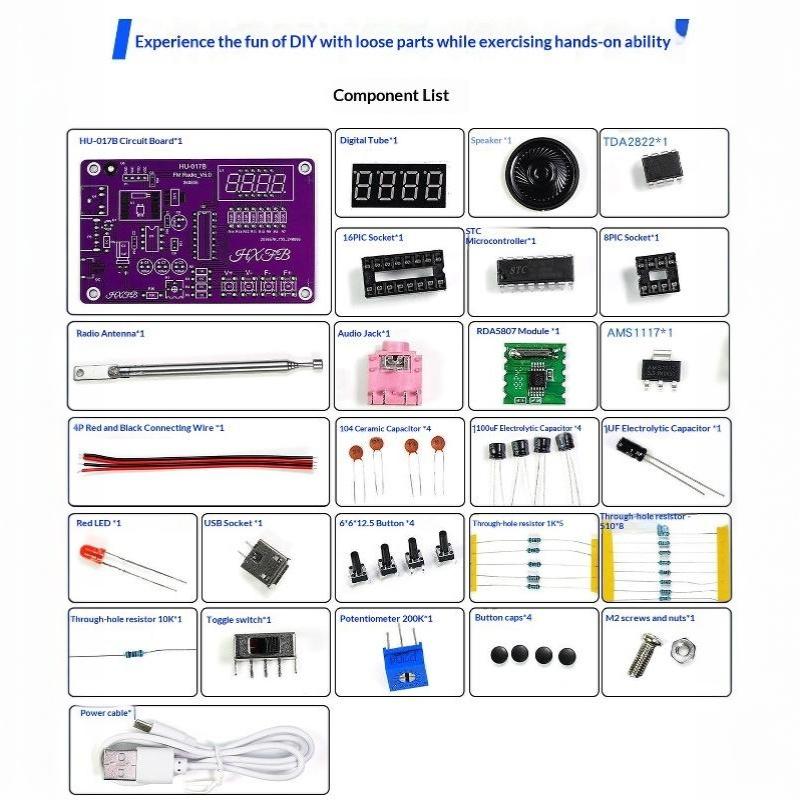 Diy Fm Radio Electronic Kit 87-108Mhz Adjustable Frequency Digital Display Soldering Project Practice Solder Rda5807S