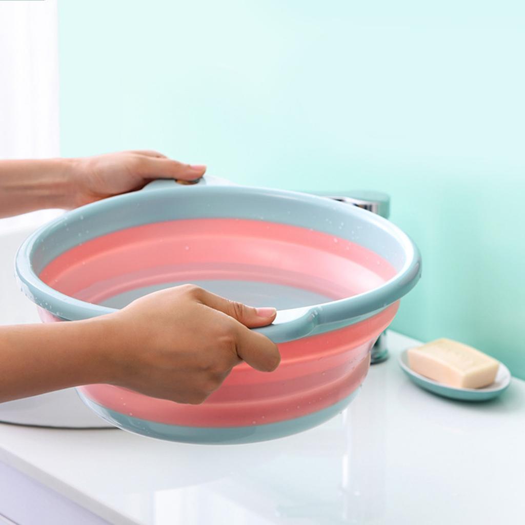 Foldable Washbasin Portable Household Multifunctional Plastic Wash Dish Tub for Travel S Size