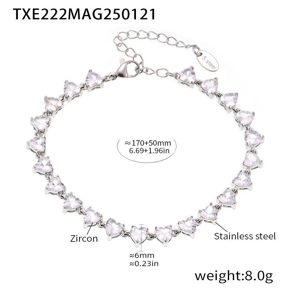 Heart-Shaped 5A Zircon Clavicle Necklace Set - European  American Style Women s Jewelry