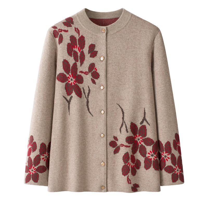 

Женский шерстяной кардиган с круглым вырезом, пальто-свитер, осень/зима 2025 4XL верблюд