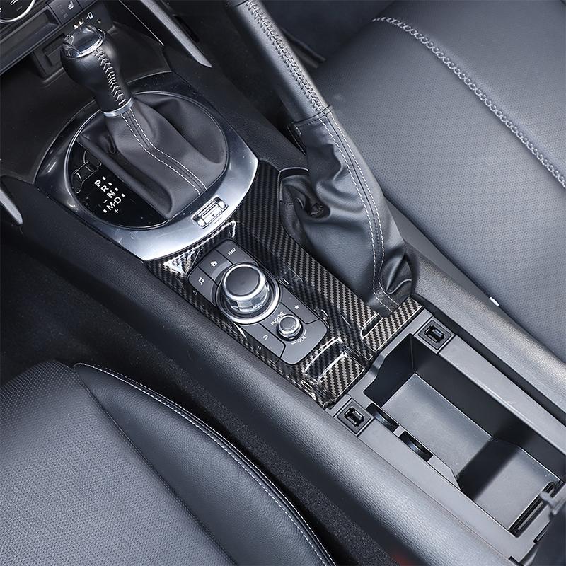 ABS Carbon Fiber/Red For Mazda MX-5 ND 2016- Car Handbrake Panel Frame Central Media Button Cover Sticker Accessories