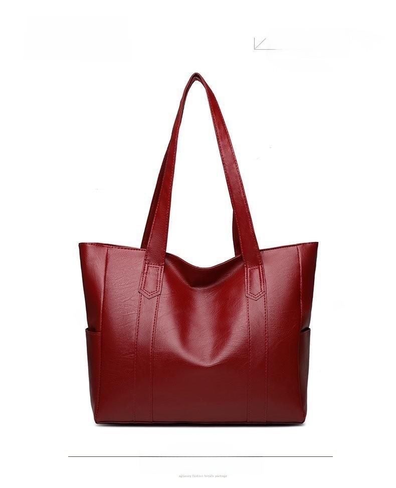 

Big Tote Bag For Women Pu Leather Large Capacity Handbag With Top Zip Closure For Daily Use Red