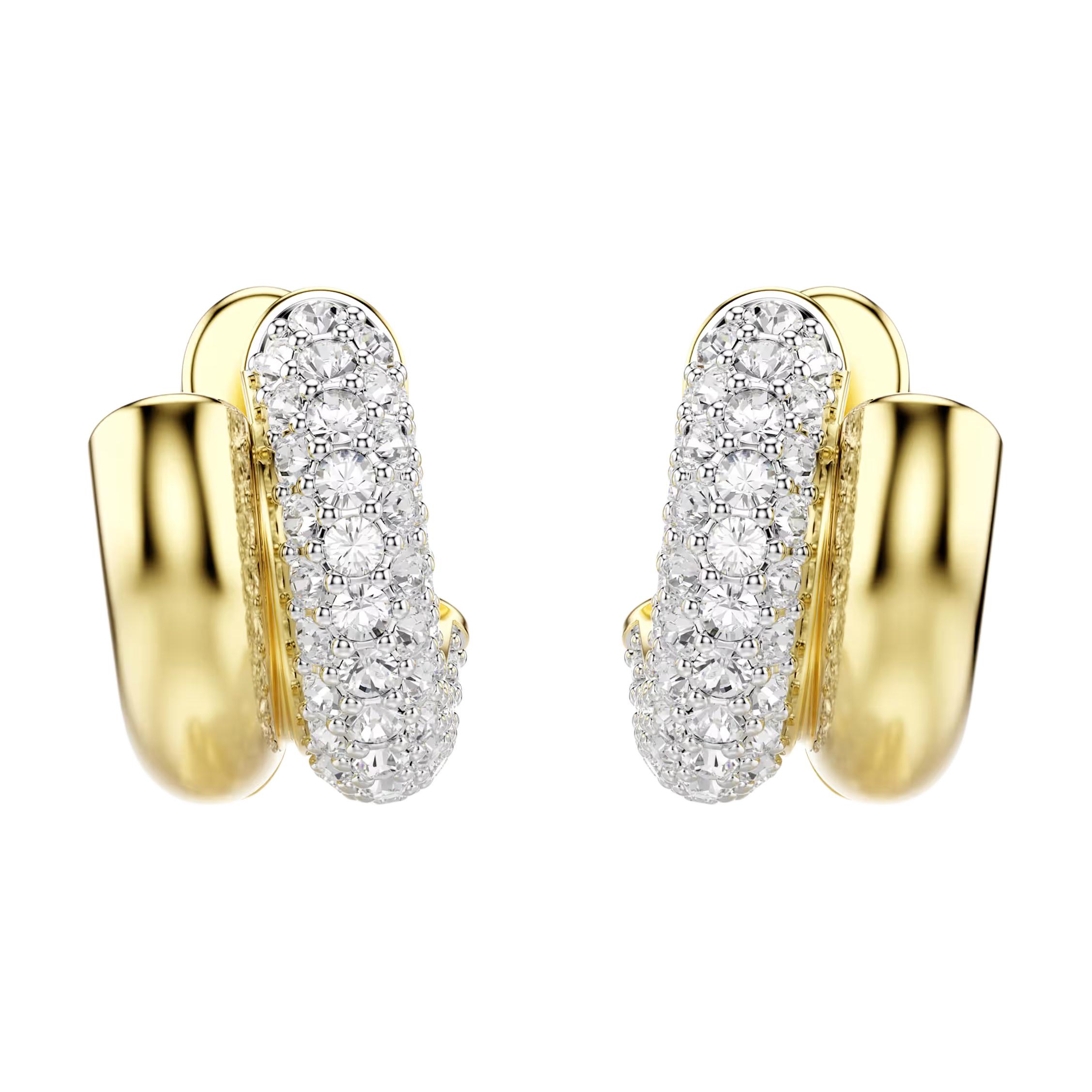 

Swarovski Dextera Built-In Spring Clip Design Crystal Earrings Unisex Earrings Gold White 5740735 Box (Random Color)