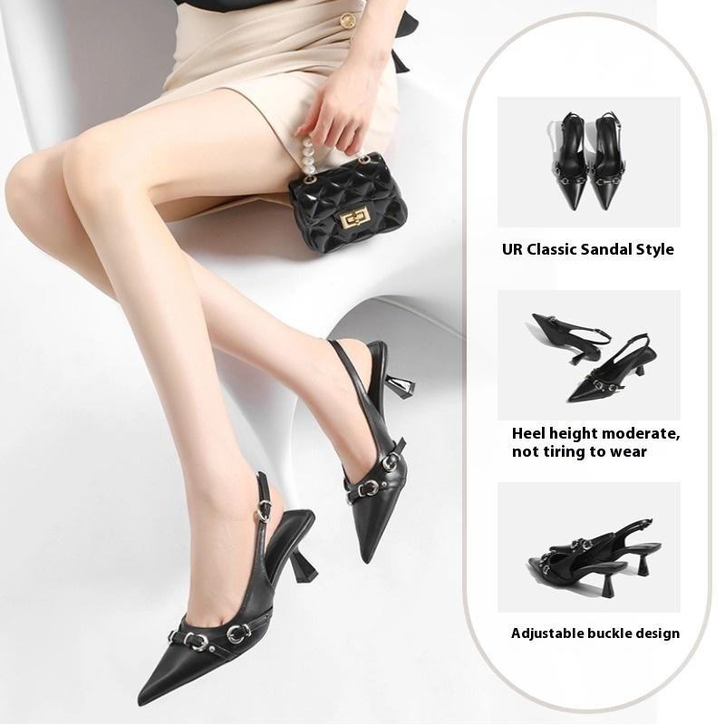 

Classic Black Sandals for Commuting, Wear-resistant and Comfortable High-heeled Shoes for Summer 34 чорний