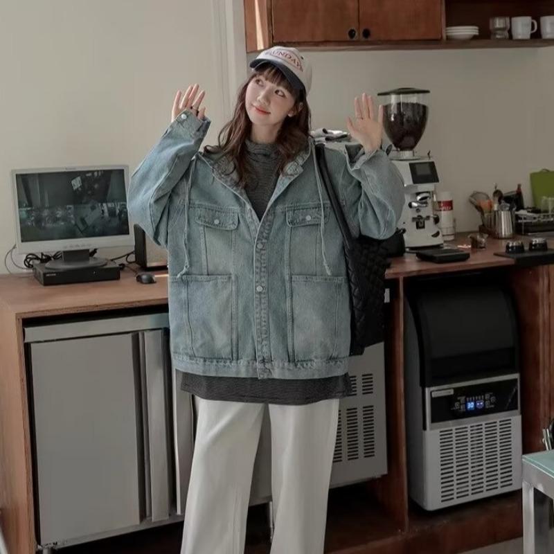 New Style Hong Kong Fashion Denim Jacket Loose Fit Casual Trendy Top Korean Version Couple Versatile Hooded Jacket For Women 2025 Spring Autumn