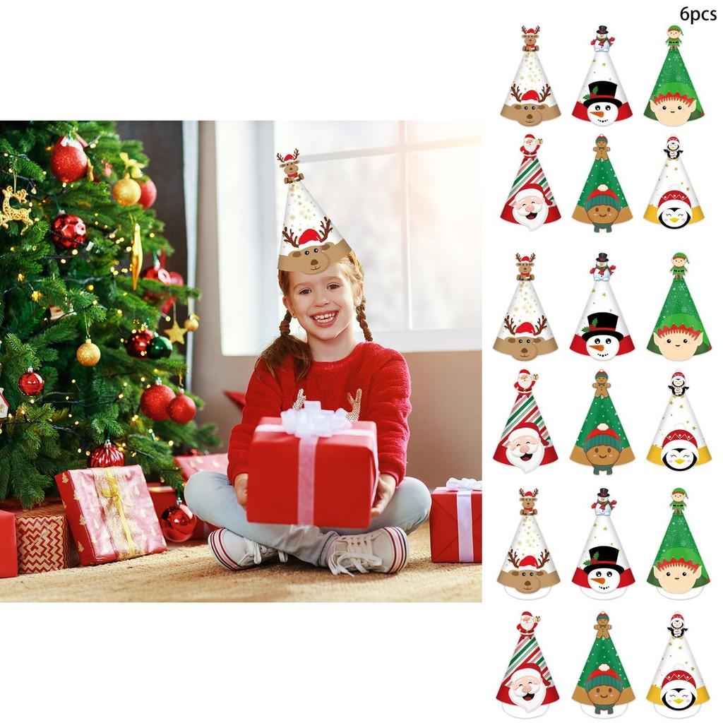 Santa Claus Reindeer Paper Triangle Hats For Christmas Party Decorations And Photography