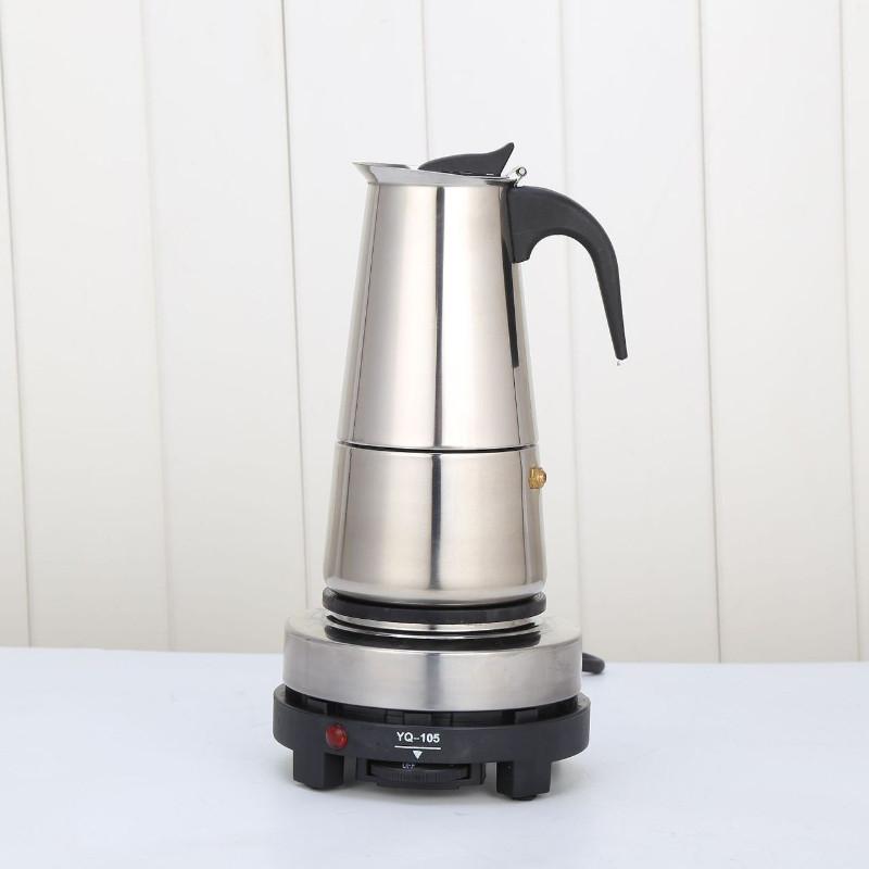Stainless Steel Coffee Pot Espresso Mocha Pot With Small Electric Stove Portable Household Coffee Utensil Set