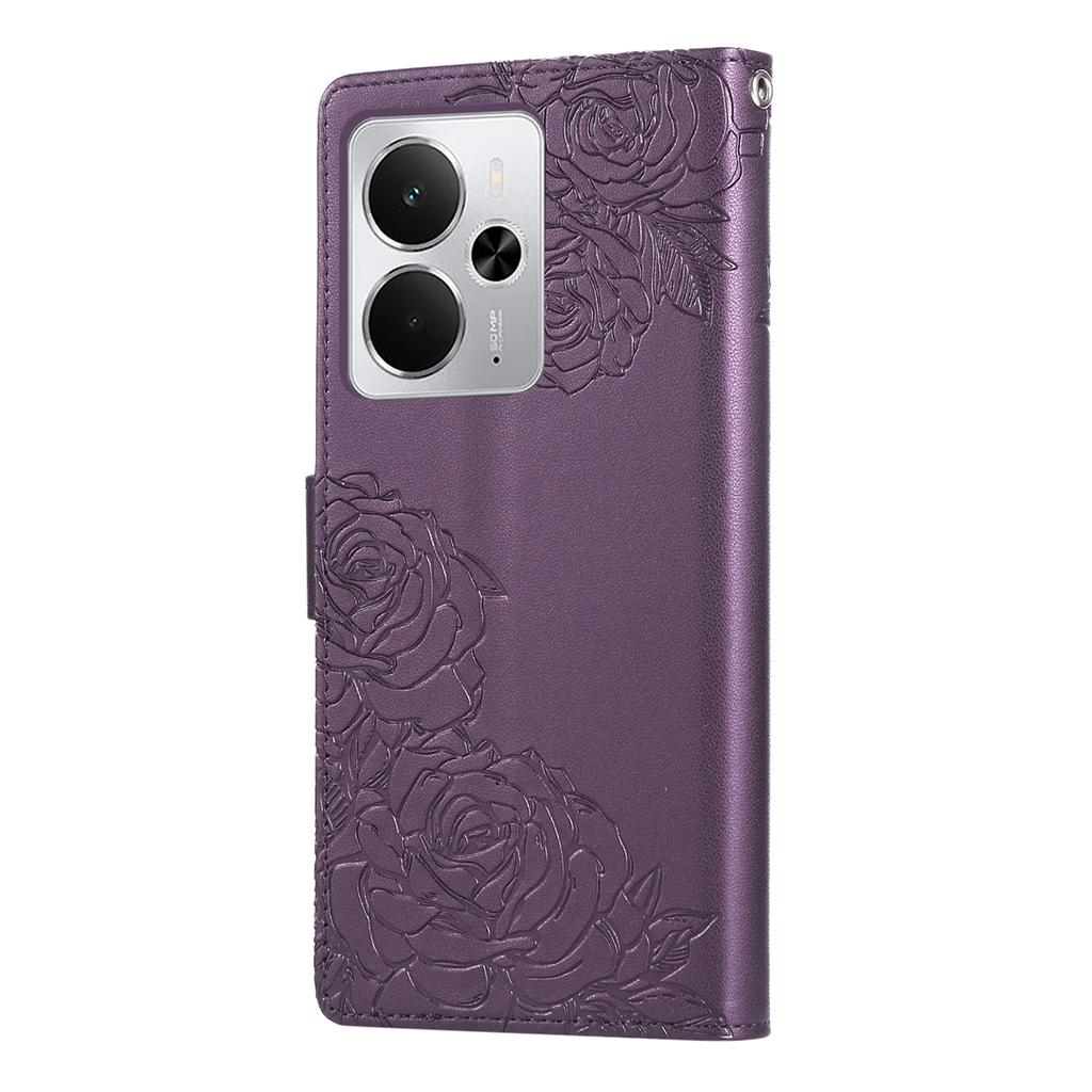 Phone For Realme 14 5G/Neo7x 5G/P3 5G/14T 5G ,Case Rose Flower PU Leather Wallet Cover with 3 Card Slots/Wrist Strap