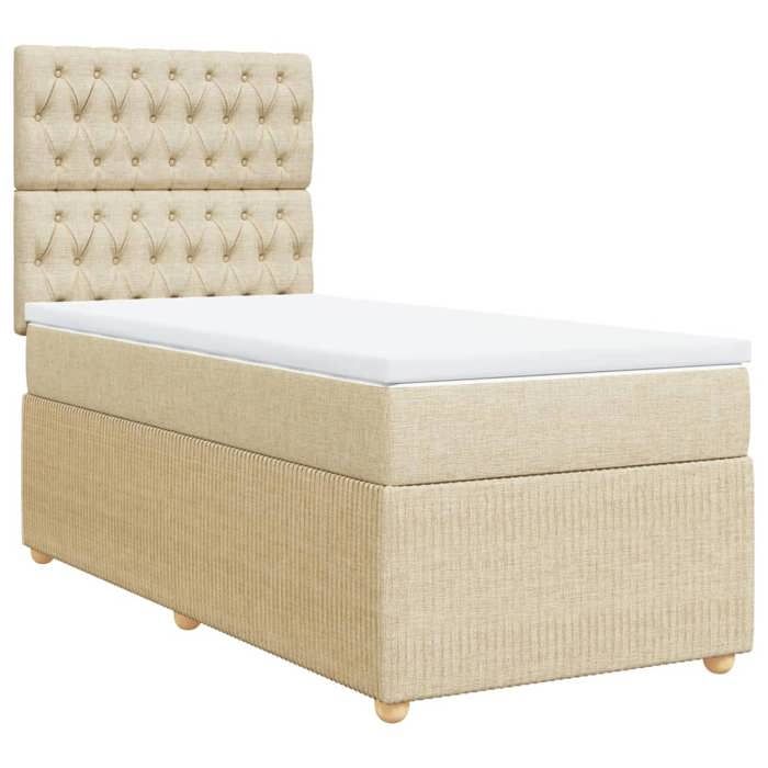 VidaXL Slatted Bed Base and Mattress Cream 90x190 Cm Fabric 3294223