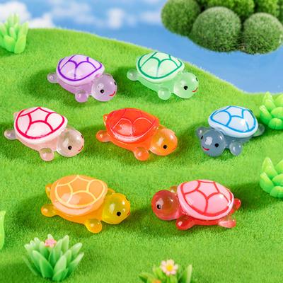 24 Pcs Mini Turtle Figurines Luminous Resin Turtle Ornaments Glow-in-the-dark Turtle Miniatures for Fairy Garden DIY Crafts Moss Micro Decoration