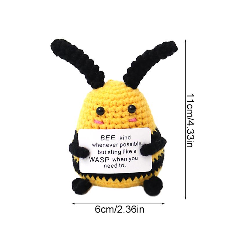 1 STK Stoff Biene Niedliche Bienenfigur Fertige Produkte Positive Energie Handgemacht Gehäkelt Miniatur Wolle Strickpuppe Schreibtisch Ornament