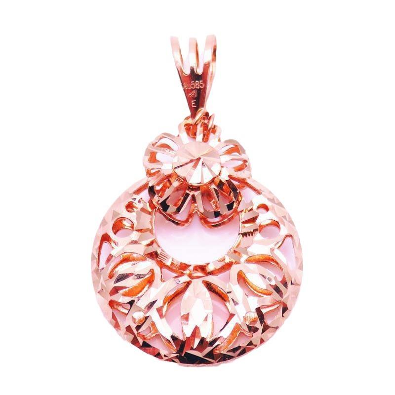 Exquisite Russian Rose Gold-Plated Purple Gold Hollow Flower-Shaped Pendant Temperament Korean Version Fashion Light Luxury Colored Gold Necklace