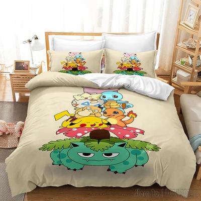3D Anime Pikachu Duvet Cover Sets Bedroom Bedding For Boys Kids Teens Girls Pokemon Quilt Cover Pillowcases Christmas Gift