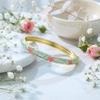 Vintage Enamel Bracelet Five-Petal Flower Enamel Dropped Glaze Bangle  Party Jewelry