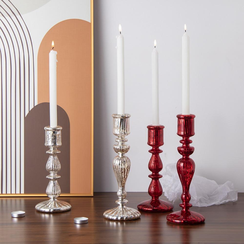 Vintage Glasljushållare Romantisk Ljusmiddagsdekoration Bröllopsbordsdekorationer Tillbehör Heminredning