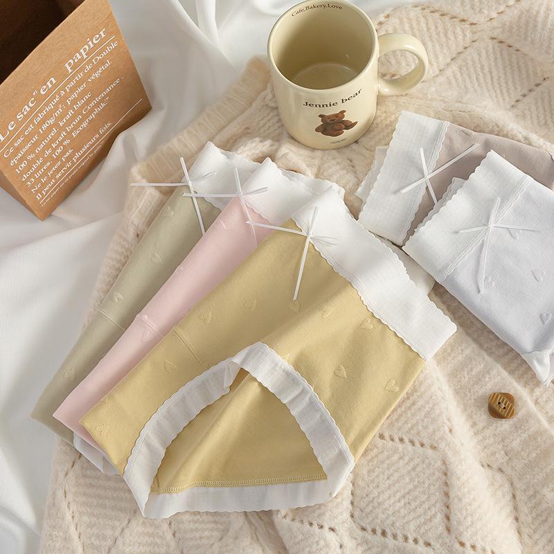 10A Antibacterial Seamless Lace Trim Cotton Women's Triangle Panties