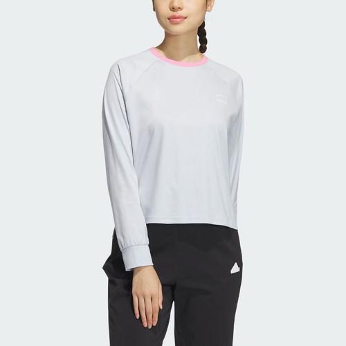 adidas Sports Casual Long Sleeve Raglan T-Shirt Women’s Light Blue