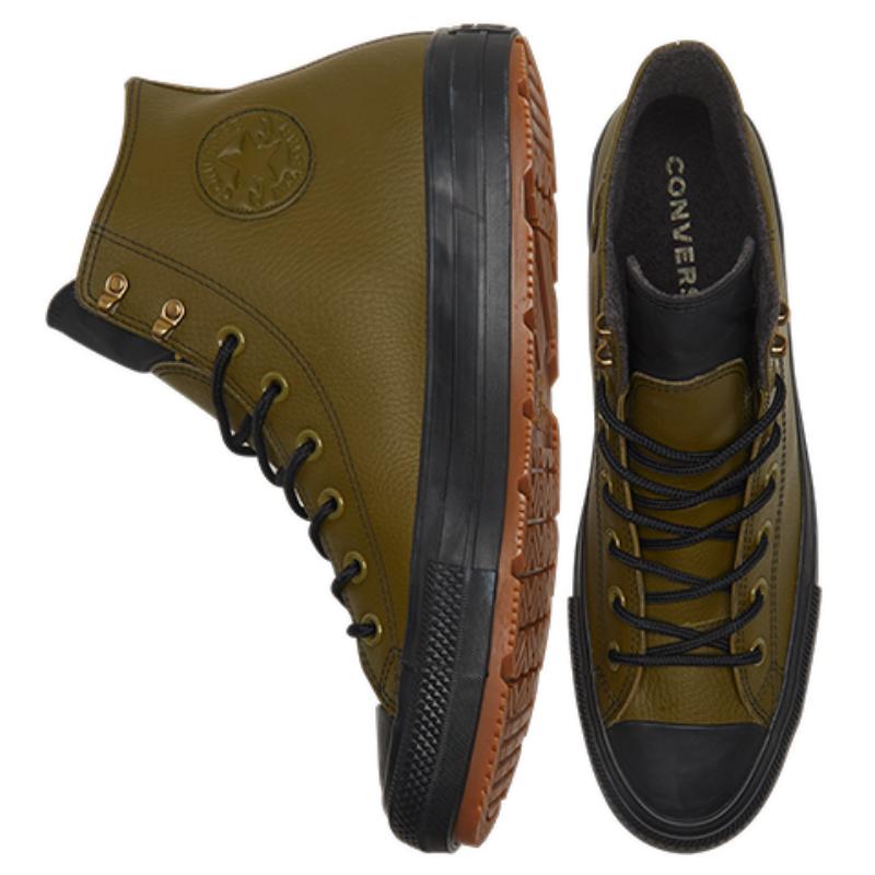 Converse Chuck Taylor All Star Winter Comfortable Non-Slip Abrasion Resistant High-Top Board Shoes Unisex Dark Moss Green