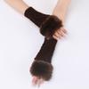 Diamond Shaped Short Gloves for Women Knitted Warm Half-finger Arm Sleeves