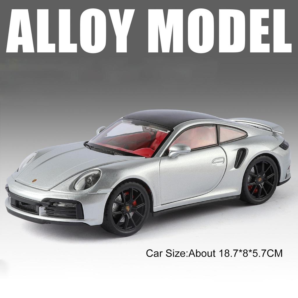Scale 1:24 911 GT3 RS Car Model Toy Music Light Effects Supercars Four Wheel Suspension Vehicles Models Toys Kids Birthday Gifts