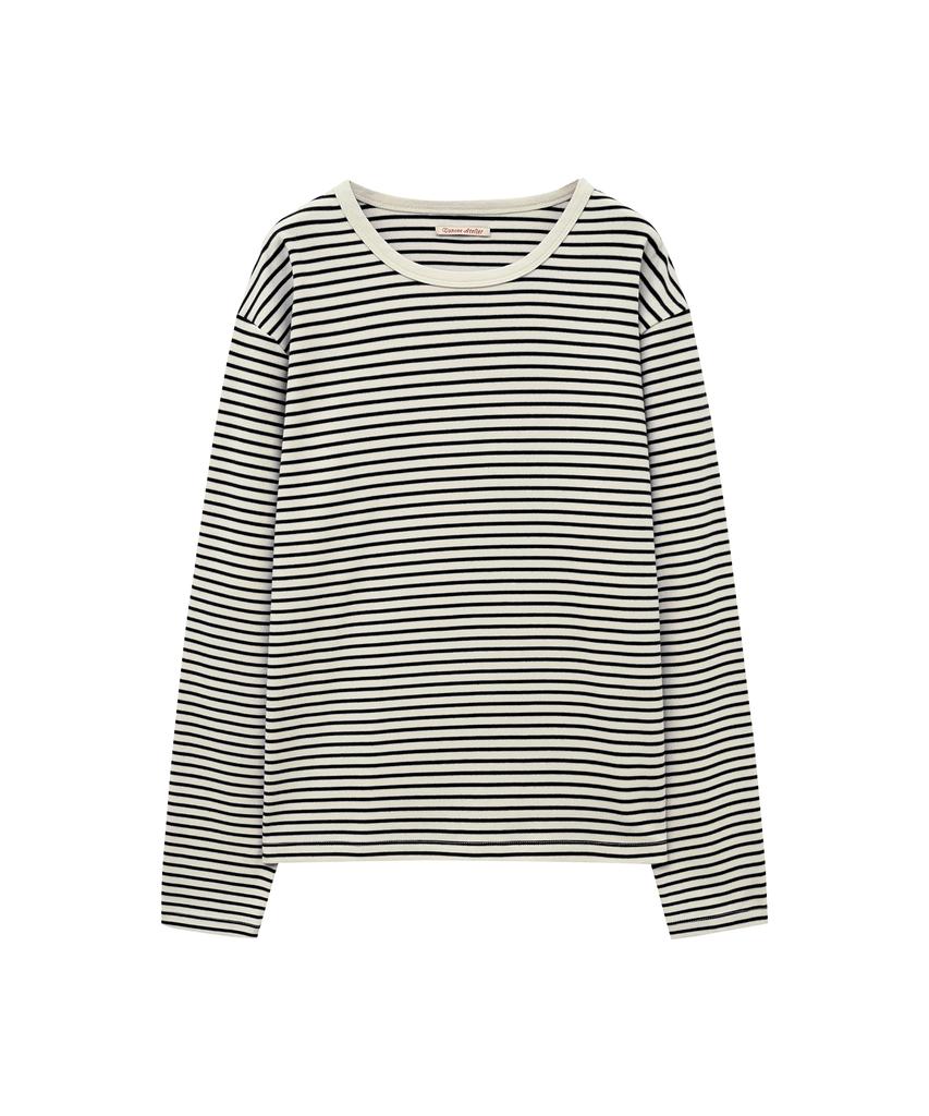 Banwonateullie A3546 Striped Round T-Shirt_Black