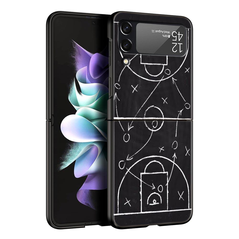 Football Basketball Tactical Board Hard PC Phone Case For Samsung Galaxy Z Flip 7 6 5 4 Black Cover For Galaxy Z Flip 3 Foldable