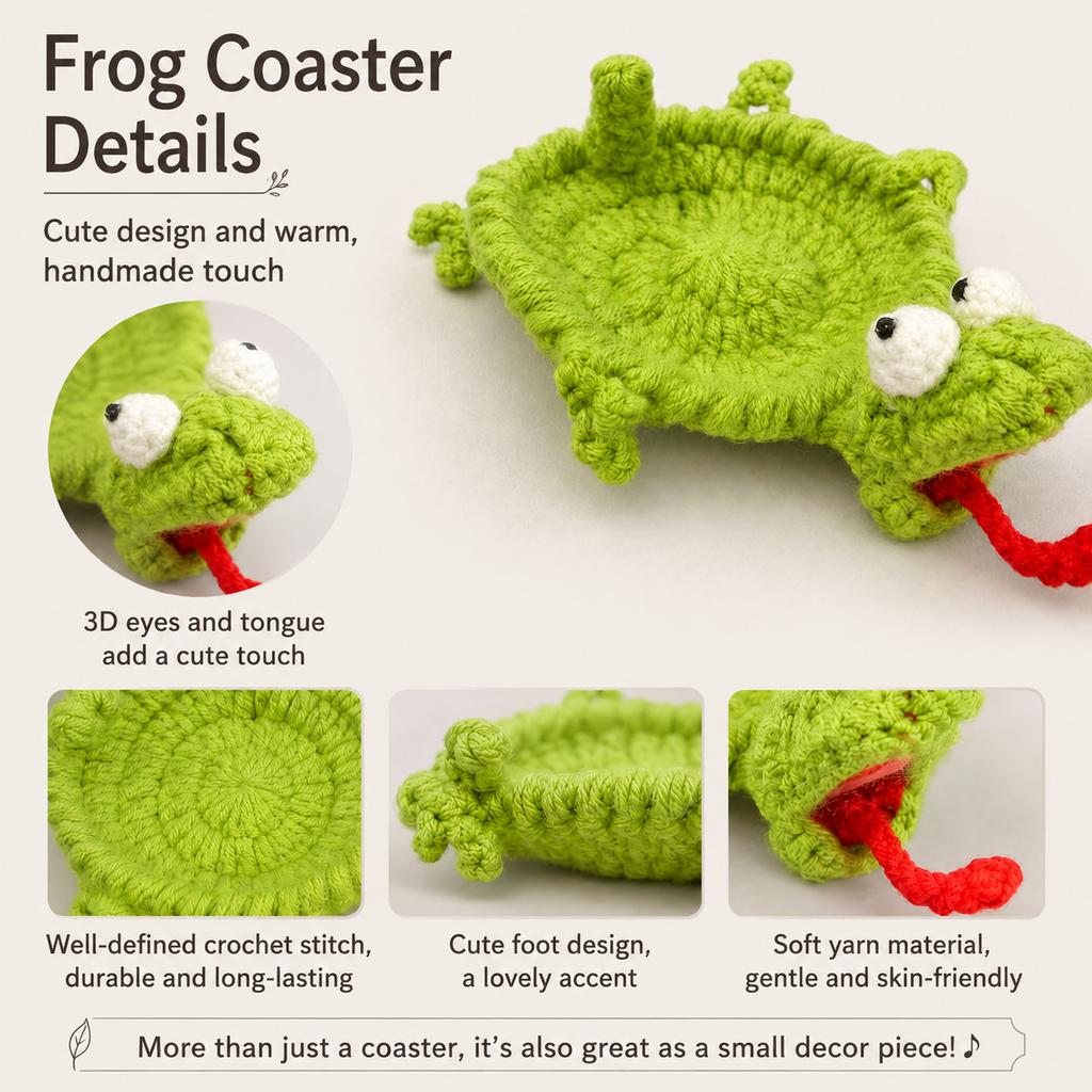 Handmade Crochet Animal Coaster 1D Lizard Squirrel Creative Desk Decor for Home Table Tea Coffee Decoration Coffee Mat Gift Use