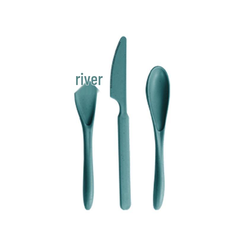 Wheat Straw Travel Cutlery Set: Knife, Fork, Spoon with Storage Box