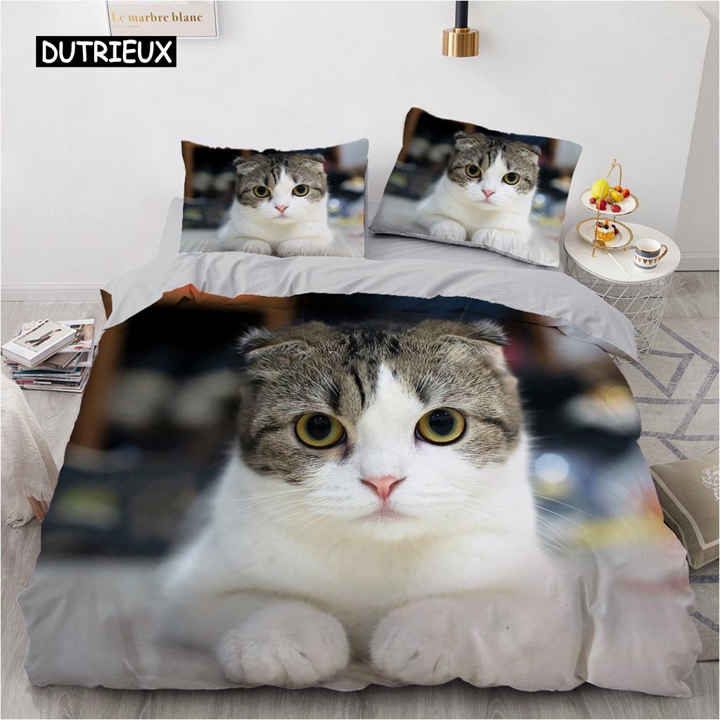Cute Cat Dog Duvet Cover Bedding Set Animal Pet Duvet Cover Bedding Cover 2/3pcs Comforter Cover Home Decoration Women Children