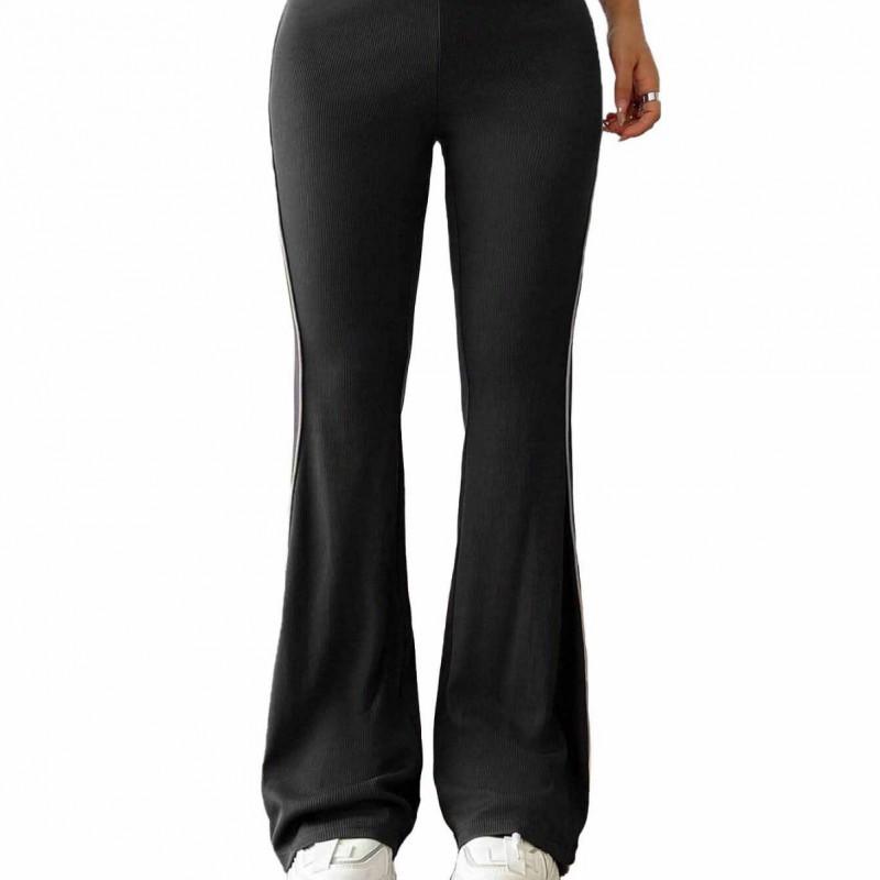 Womens Stretchy Wide Leg Trousers With Elastic Waistband Color Block Design 2026 Office Casual Wear