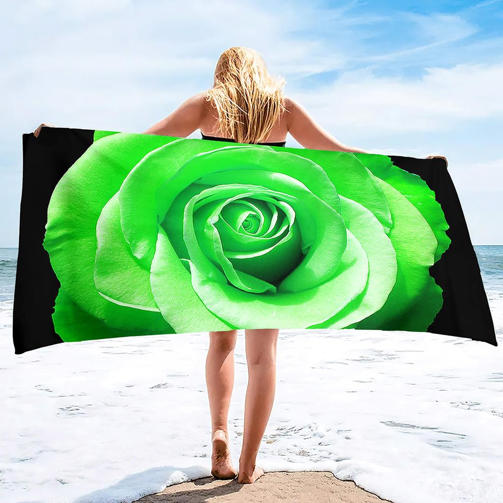 Beach Towel Rose Lightweight Terry Fabric Quick Dry Sandless Travel Absorbent Oversized Towel for Pool Swimming Bath Camping