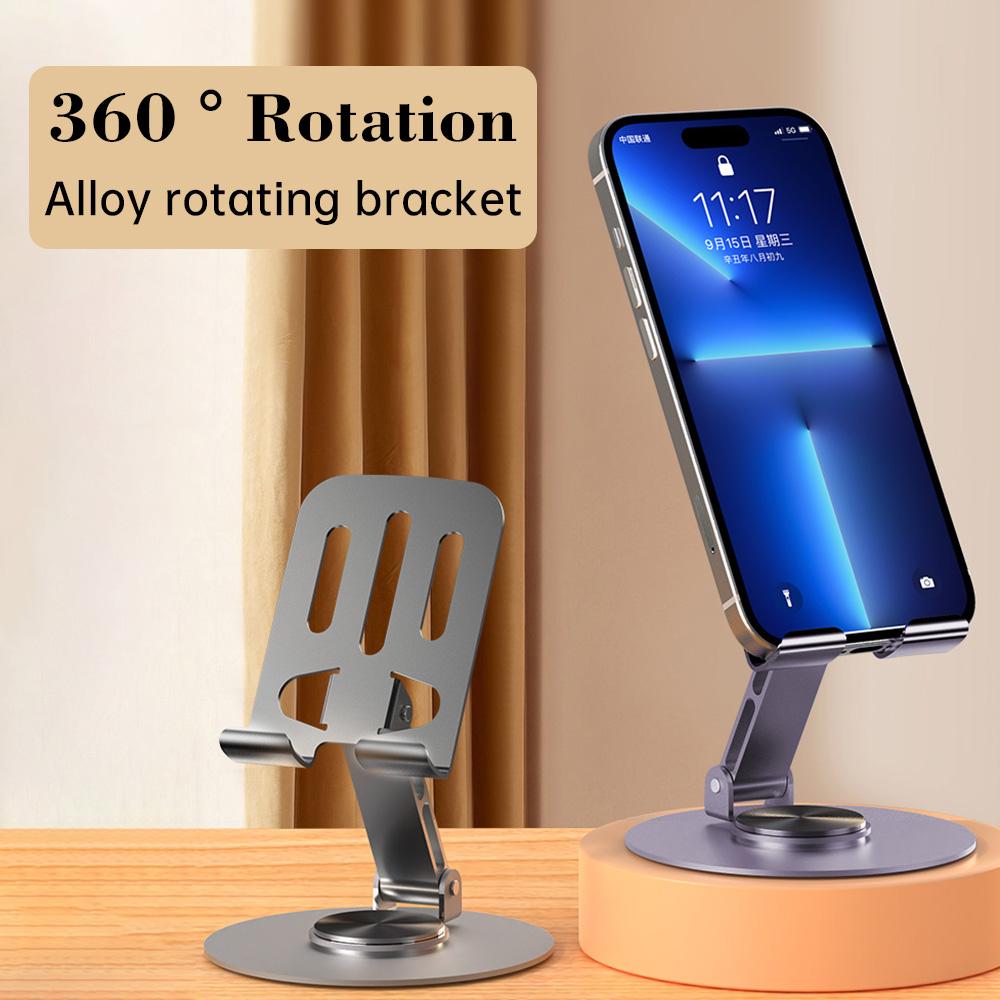 360° Rotating All-metal Desktop Mobile Phone Holder Tablet Holder Folding Rotating Lazy Chase Drama Live Broadcast Multi-function Adjustable