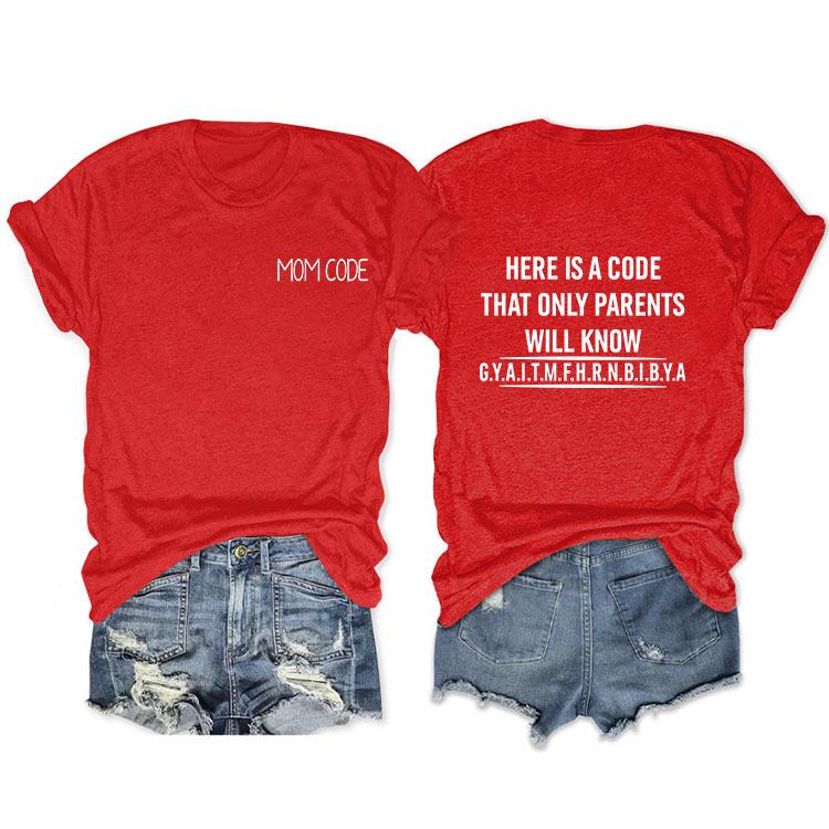 Fashion before and after here is a code letter print women's casual short sleeves